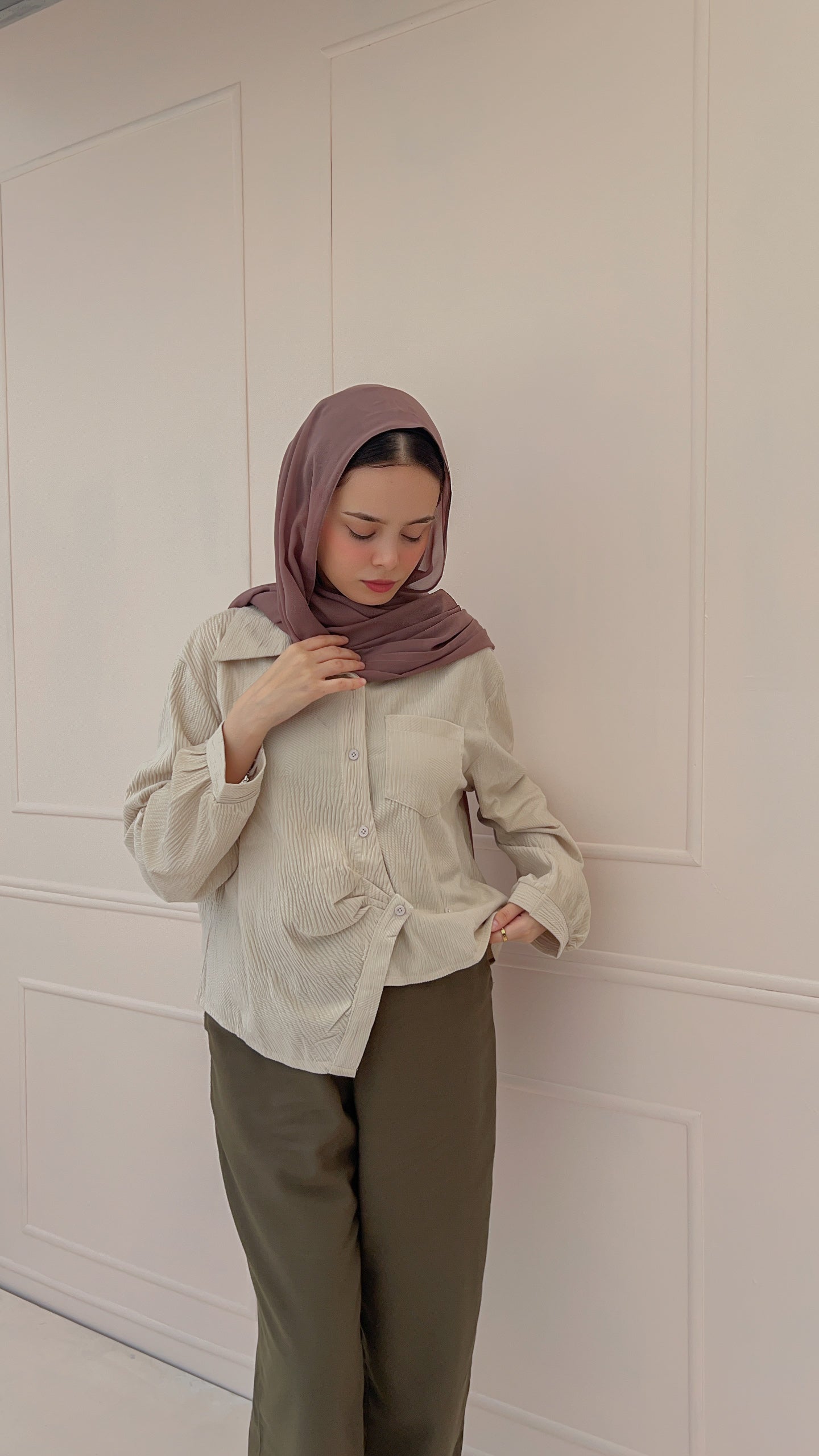 Pleated Shirt - Cream Sand