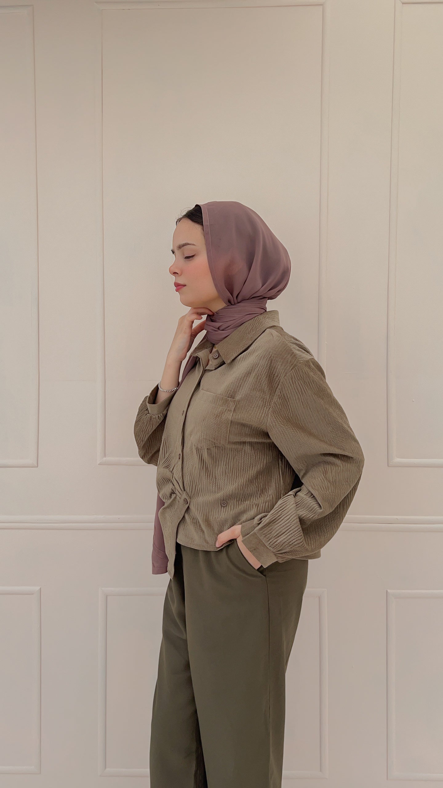 Pleated Shirt - Olive Mist