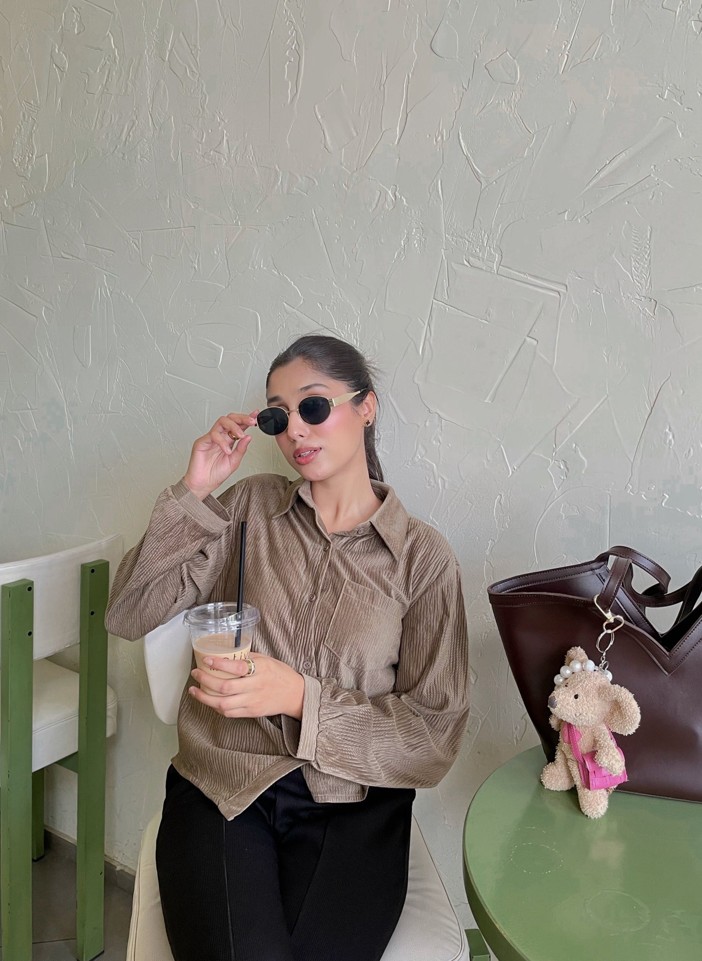 Pleated Shirt - Olive Mist