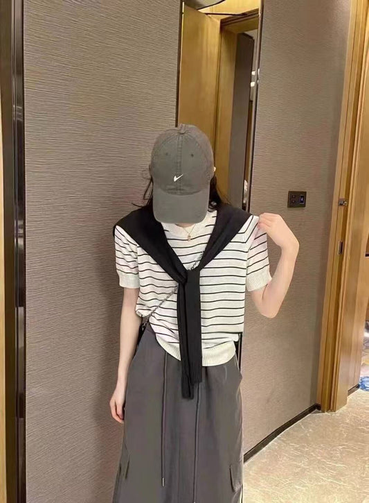 Striped Knit Set - B/W