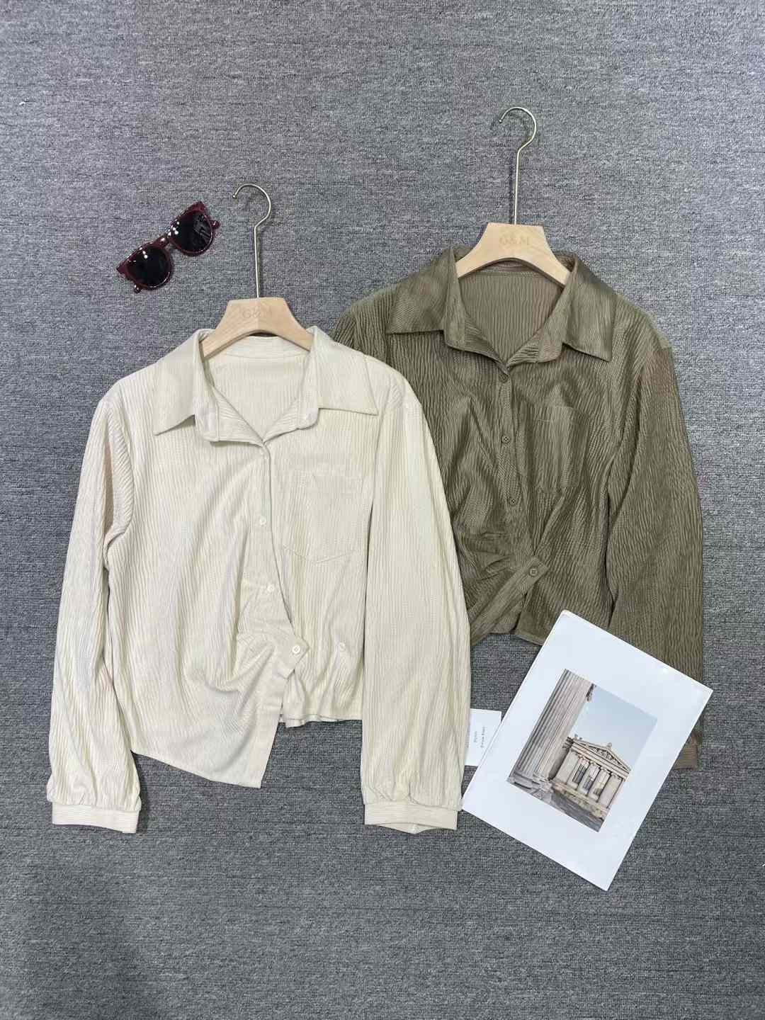 Pleated Shirt - Olive Mist